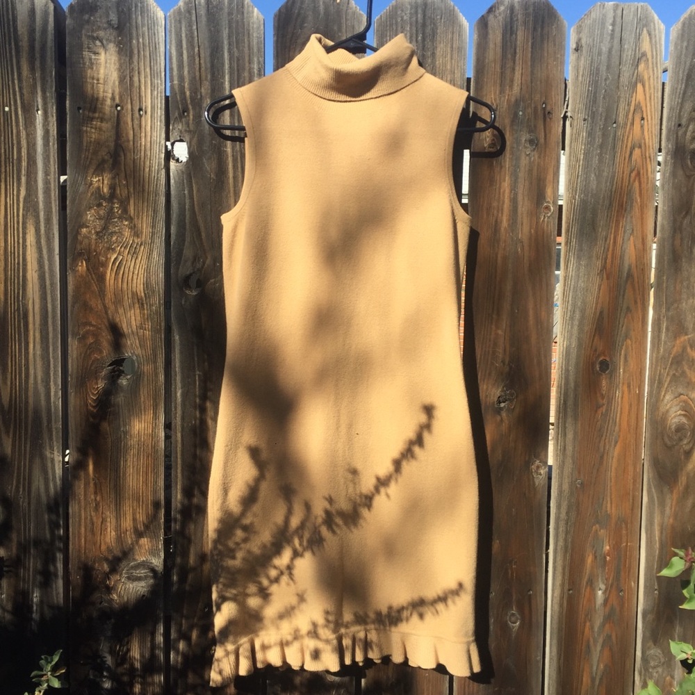 vintage tan camel sweater dress